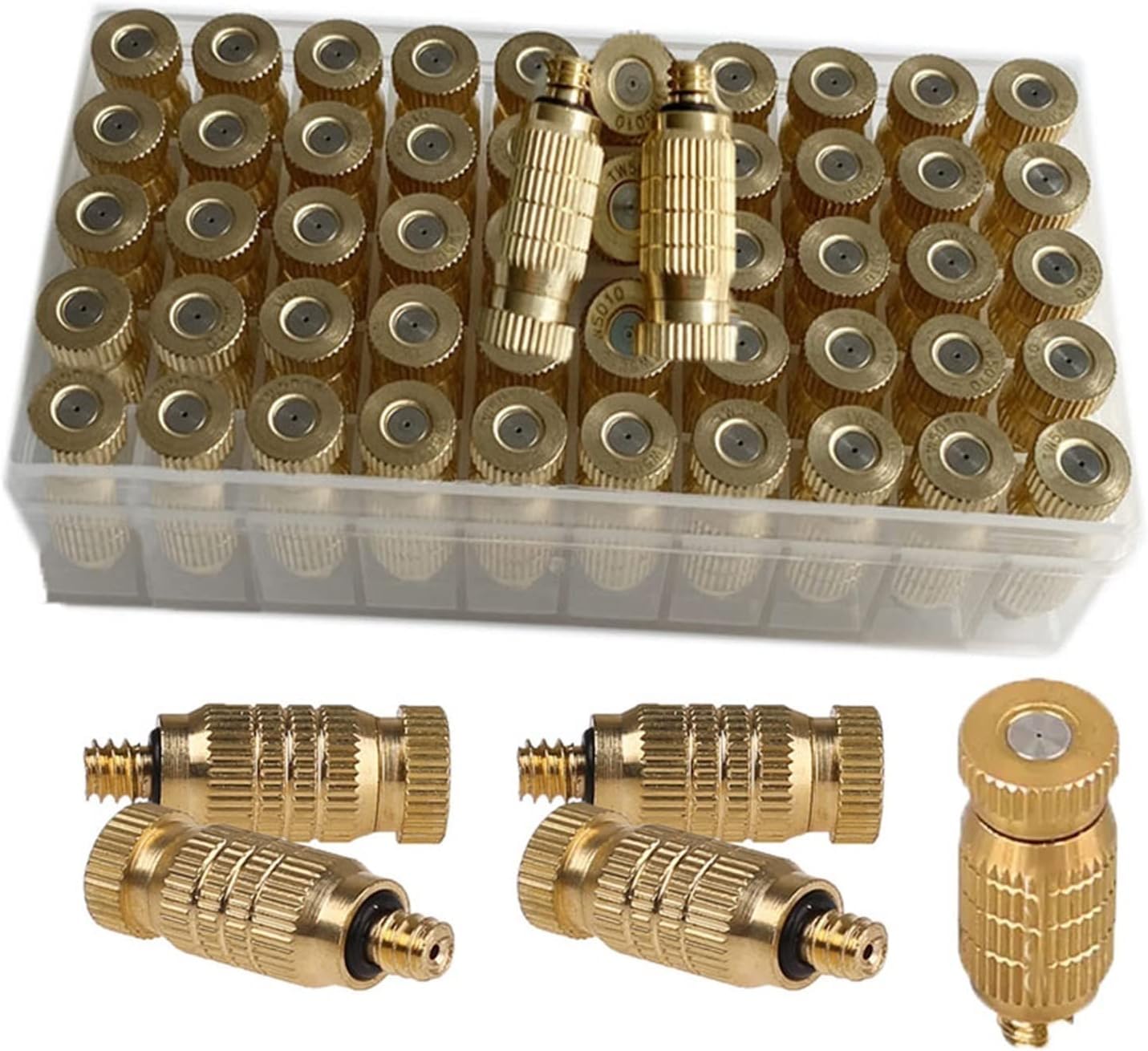 Buse de pulvérisation en laiton, buse de pulvérisation haute pression 10/24 UNC, buse anti-goutte pour système de pulvérisation extérieur, buse pour système de refroidissement extérieur paysager (50