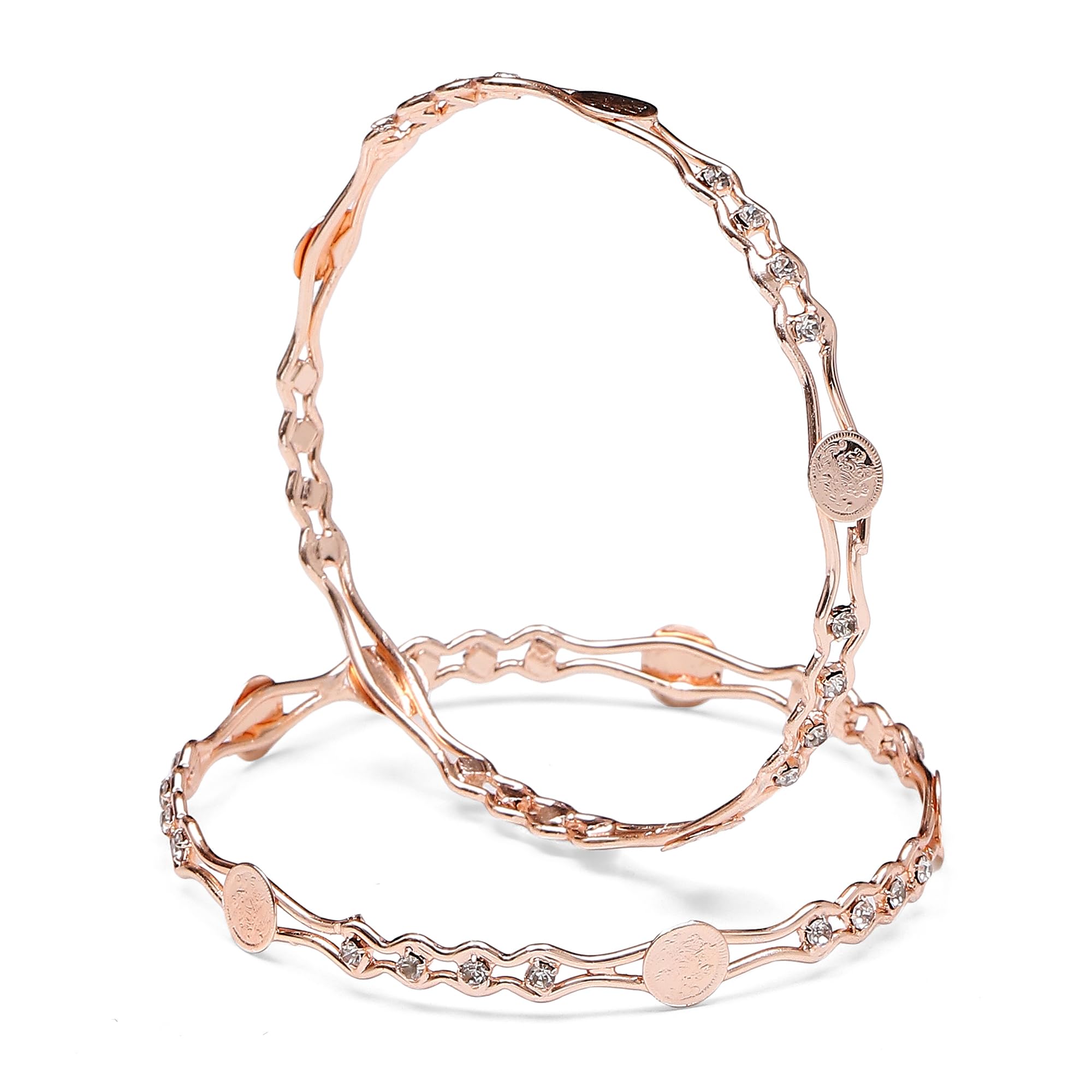 See full amazon price history chart for ZENEME Rose Gold-Plated White American Diamond studded Temple Coin Bangles Jewellery Set for Girls and Women (Set Of 2) (Rose Gold, 2.6) ZENEME Rose Gold-Plated White American Diamond studded Temple Coin Bangles Jewellery Set for Girls and Women (Set Of 2) (Rose Gold, 2.6) (B0CHB6HNK8) Amazon Price History, Amazon Price Tracker