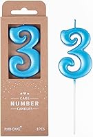 Vista 15 de PHD CAKE Velas de cumpleaños de 7 cm Elegantes Azul Número 4, Velas de Número Azul, Velas de Número para Pastel, Celebración de Fiesta