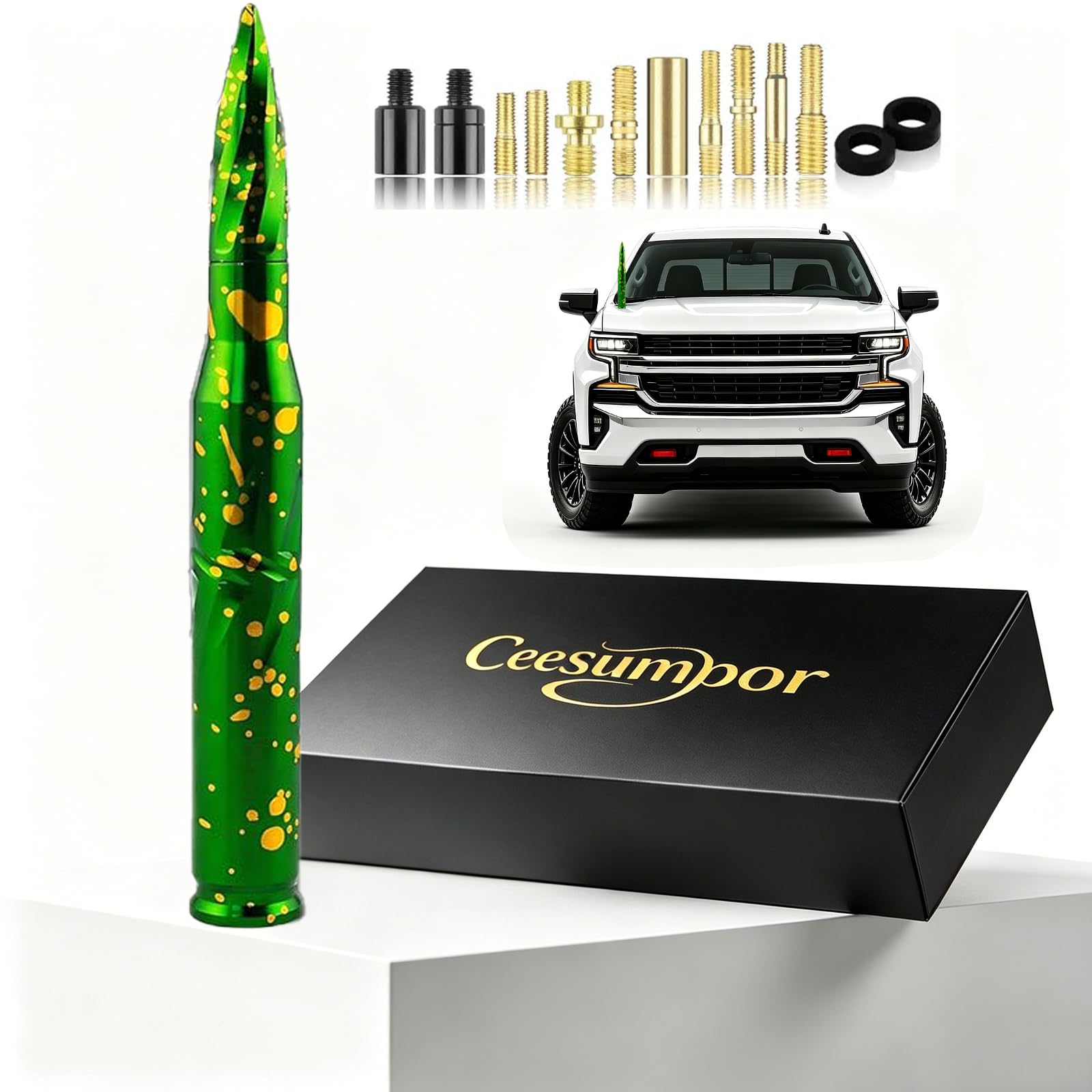 50 Cal Bullet Antenna, Green Replacement Antenna Accessories for Trucks