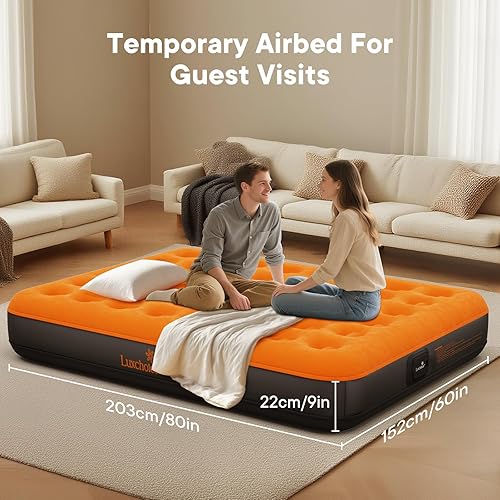 Miniatura 7 de Colchón de aire con bomba recargable USB incorporada, colchón inflable para campamento, colchón inflable portátil, cama de aire, cama de invitados