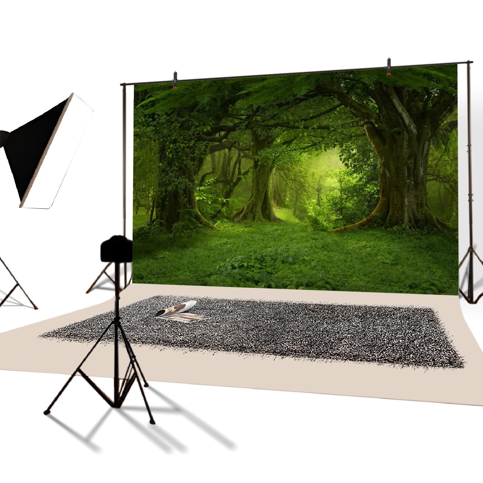 YongFoto 3x2,5m Vinyle Toile de Fond Fantaisie Forêt Jungles Green Old Trees Branches Herbe Nature Fond de Studio Photo Mariage photobooth Photographie Fond Accessoires Fond d'écran