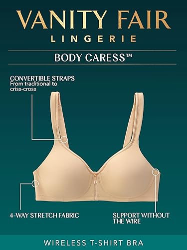 Miniatura 5 de Vanity Fair Womens Bra with 2-Way Convertible Straps, Body Caress Full Coverage, Lightly Lined Cups Up to Dd