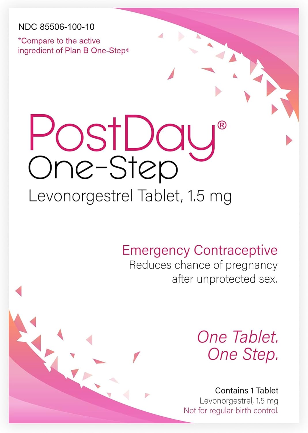 PostDay One-Step Levonorgestrel Tablet - Emergency Contraceptive to Reduce Risk of Pregnancy - Backup Birth Control - Female Contraceptive - Does Not Affect Existing Pregnancy - 1.5 mg - 1 Tablet