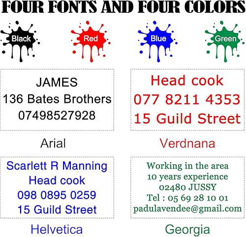 Miniatura 2 de Sello personalizado de 1.496 x 0.551 in, sellos de goma para dirección comercial autoentintados hasta 3 líneas, 4 opciones de color y fuente