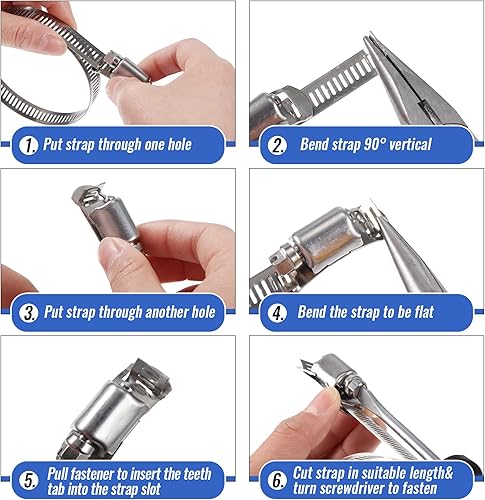 Miniatura 7 de Abrazadera de manguera de acero inoxidable de 24 pies y tijeras de correa de metal ajustable resistente, tijeras industriales con abrazaderas de
