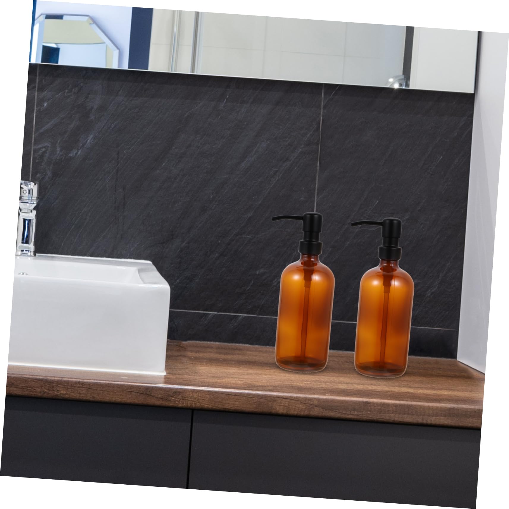 Amazon.co.jp: 詰め替えボトル ガラス製 ポンプ式 シャンプー用 500ml