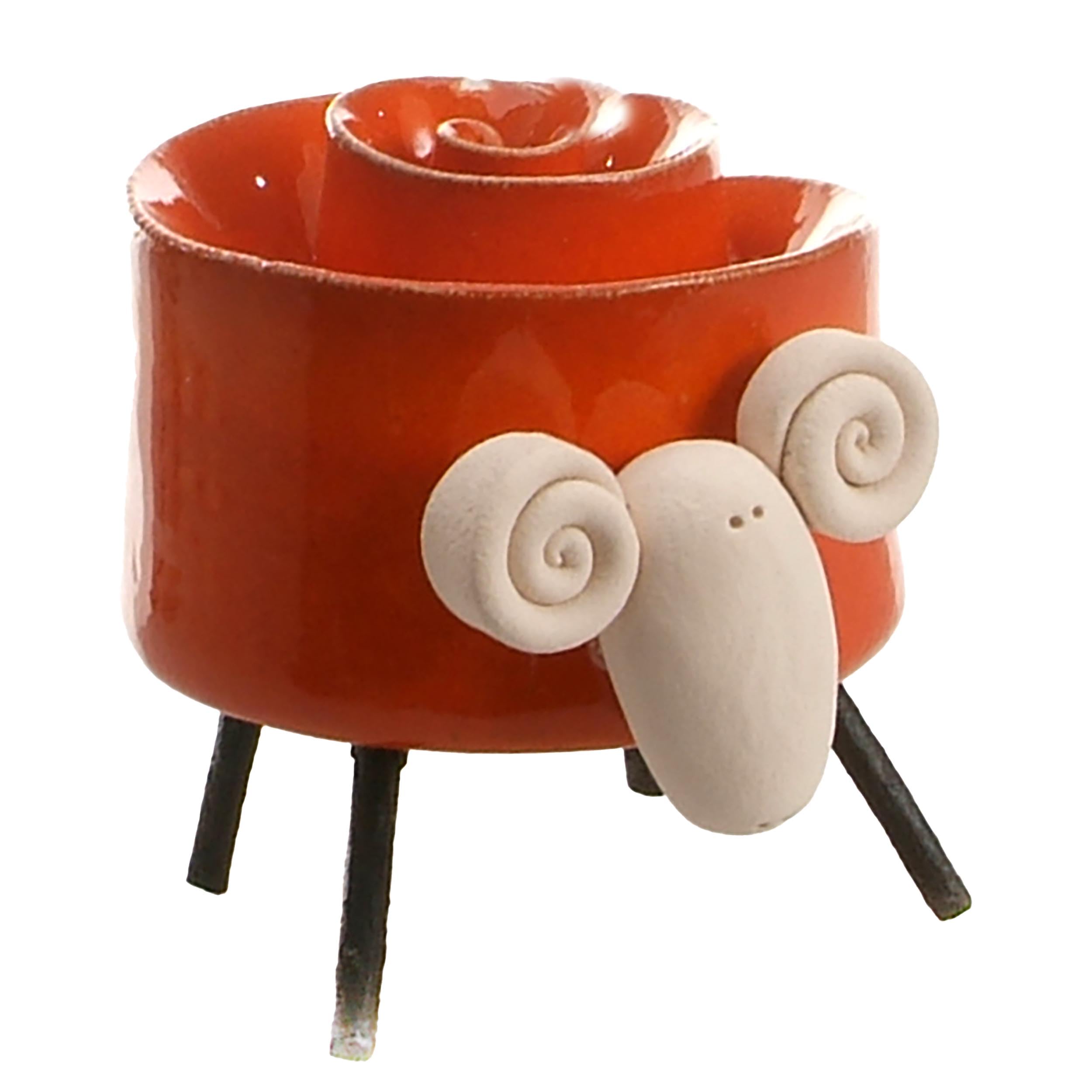 enigma suppliesHandmade Ceramic Mr & Mrs Twist Ram & Sheep Figurine Set - Quirky Home Decor Accent (Orange, Mr)