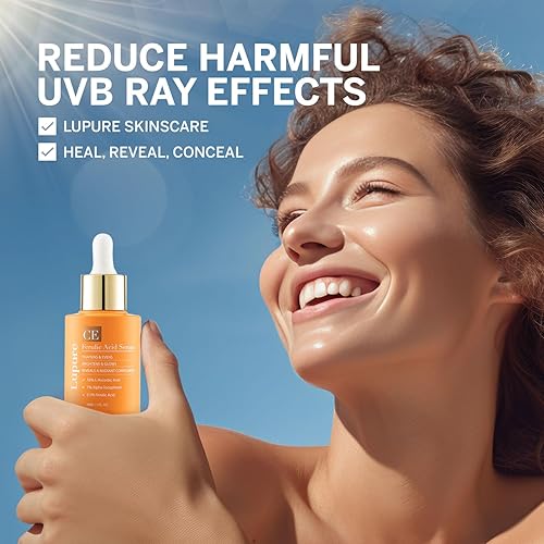 Miniatura 6 de Suero facial de vitamina C con ácido ferúlico, suero facial ferúlico CE con ácido L-ascórbico puro al 15%, vitamina E y ácido hialurónico, 1 onza