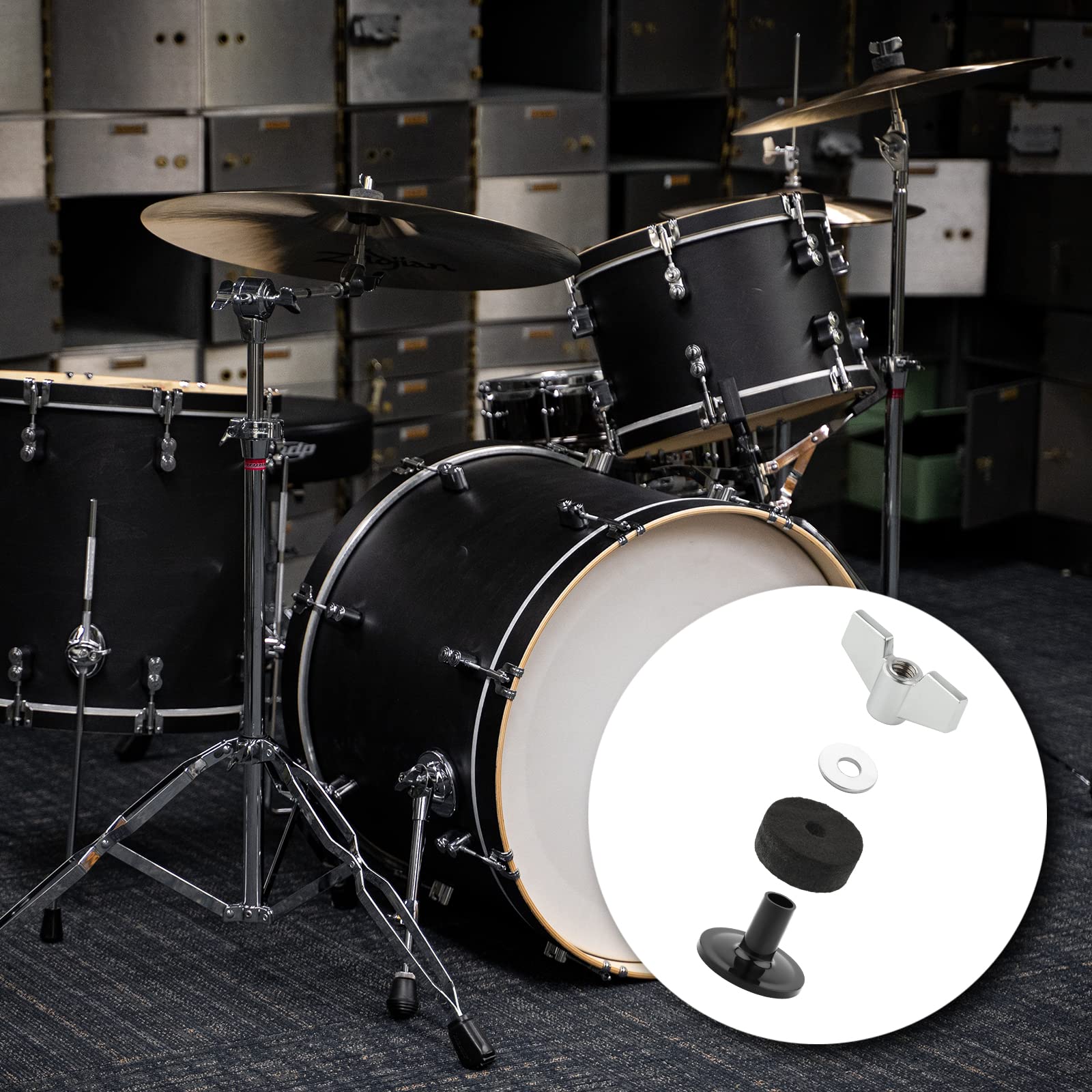 12 piezas Accesorios Platillos Bateria, Manguito de Platillos y Fieltro con Tuercas de Mariposa en la Base Fieltro Platillos Fieltro de Embrague Hi-Hat Arandelas Platillos