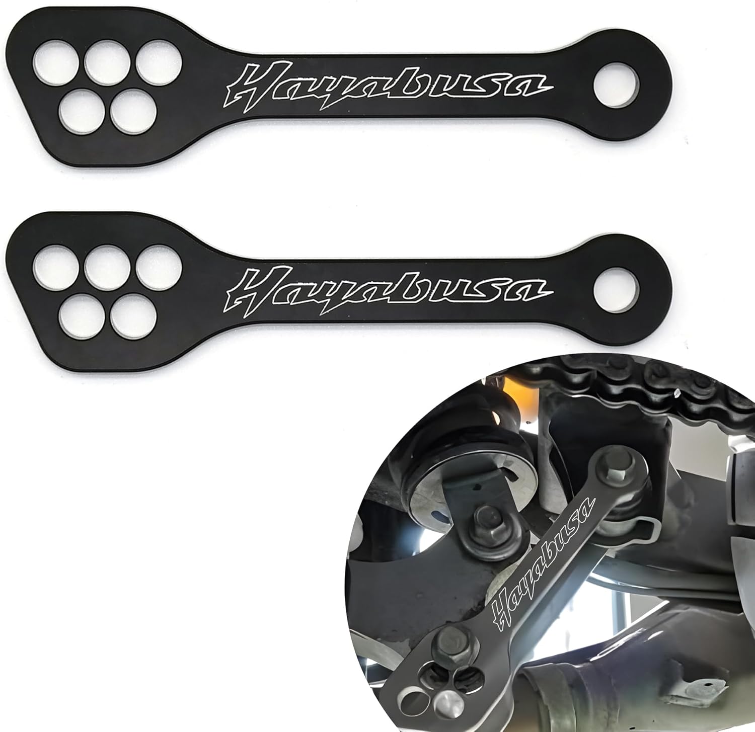 Adjustable Rear Shock Lowering Links Kit Compatible with Suzuki Hayabusa GSX1300R 1999-2023 Black