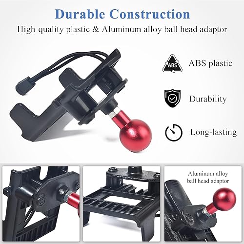 Miniatura 6 de Soporte para walkie talkie con adaptador de bola de 0.984 in, compatible con soportes RAM tamaño B, brazo de doble enchufe para Motorola Midland