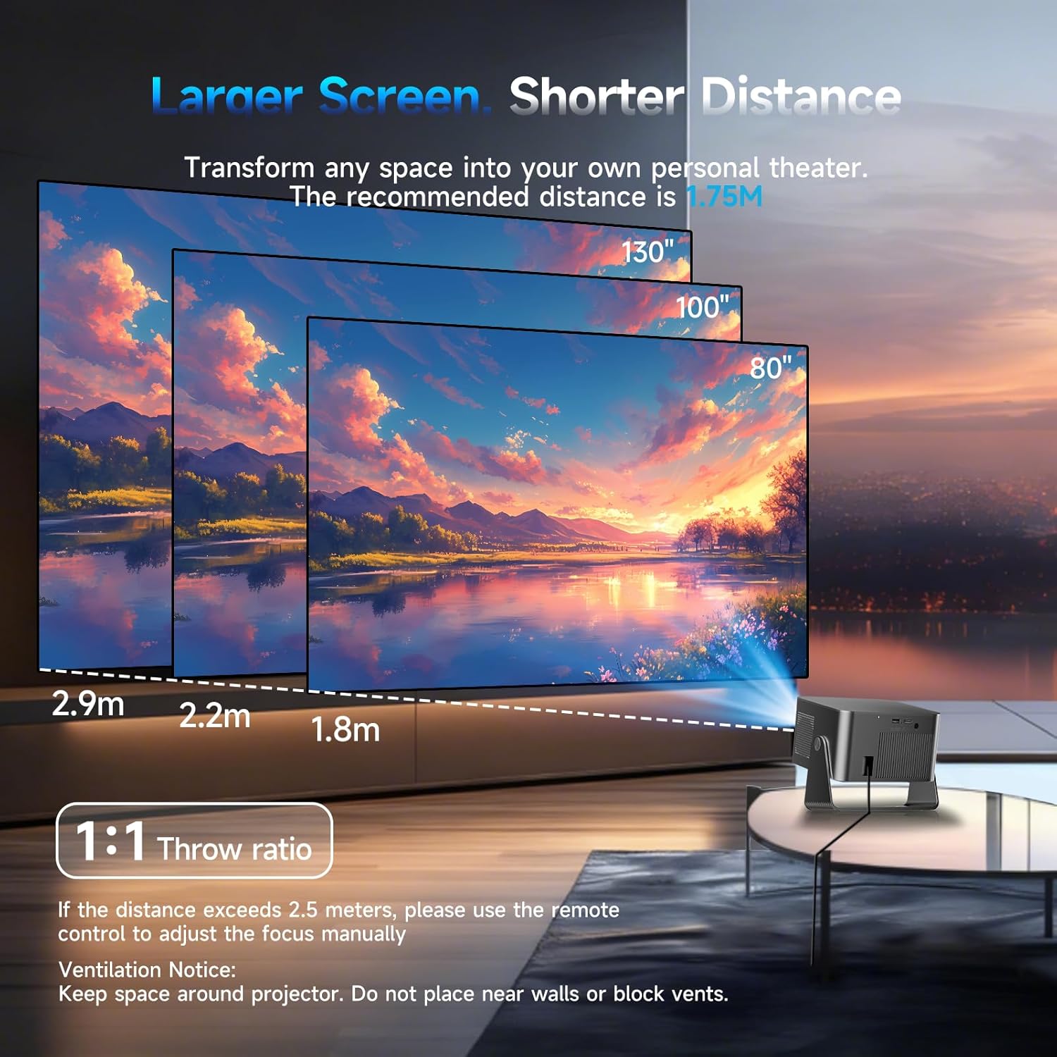 Magcubic Smart Projector 4K Support, Portable Projector with Wifi and Bluetooth, TV Stick Built-in, Auto Focus & Obstacle Avoidance, 650 ANSI, Voice Control, Home Theater Movie Proyector Outdoor - Image 7