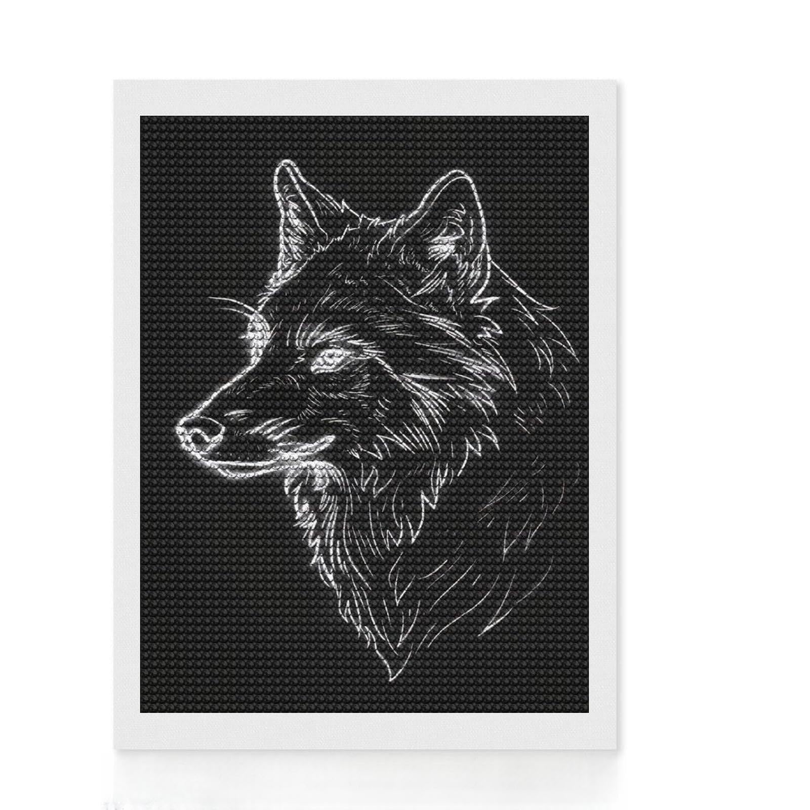 Junmoney Wolf Neon Animal Diamond Style Art Kit 12"x16", Festive Home Decor, Stress Relief Craft, for Teens, Decor Project