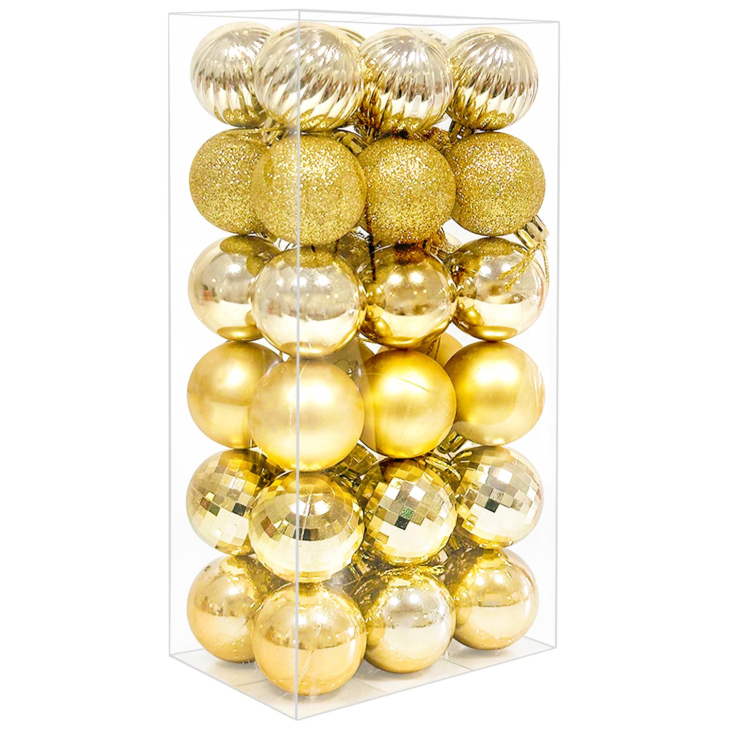 Mu Mianhua Gold 36Pcs 4Cm Christmas Balls Christmas Tree Decoration Baubles Ornaments Shatterproof Balls For Xmas Hanging Festive Holiday Home Decor,