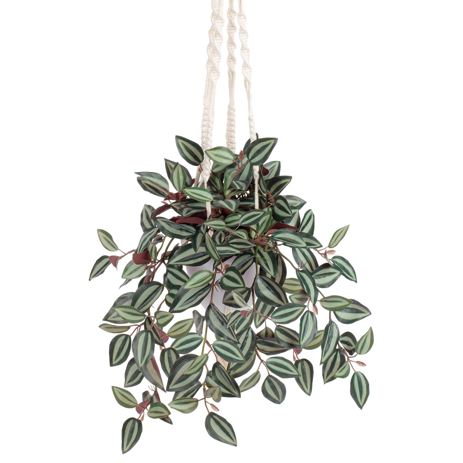 Artificial Hanging Plants Fake Trailing Plants with Hemp Ropes String of Plants Decorative Houseplant Faux Tradescantia Zebrina Plant for Home Wall Office Bathroom Kitchen Indoor Outdoor Decoration