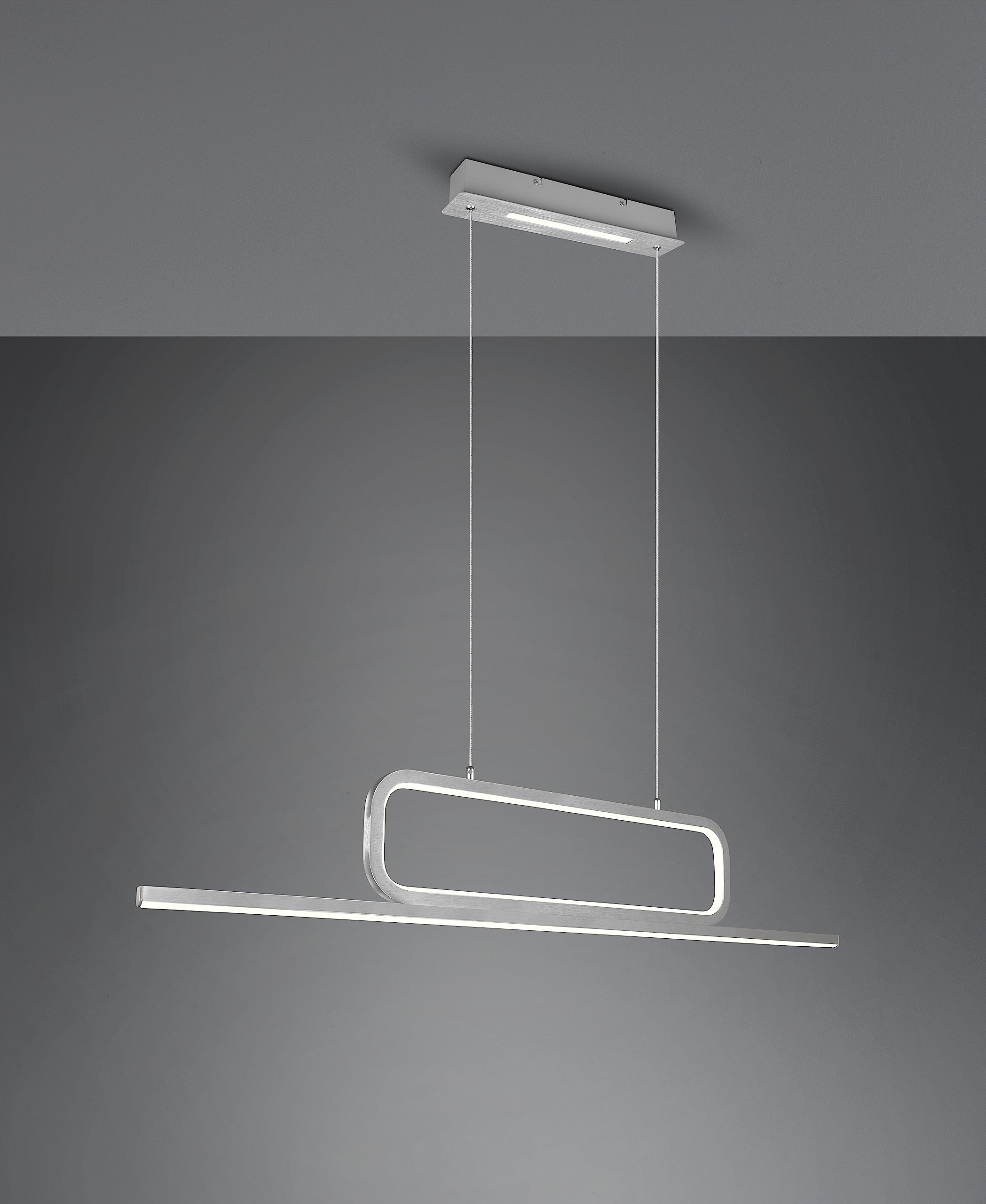 Lámpara Colgante LED Trio Aick - 38W, 3000K, 4500 Lúmenes, Aluminio Pulido, Regulable Con Interruptor, 110 Cm De Largo