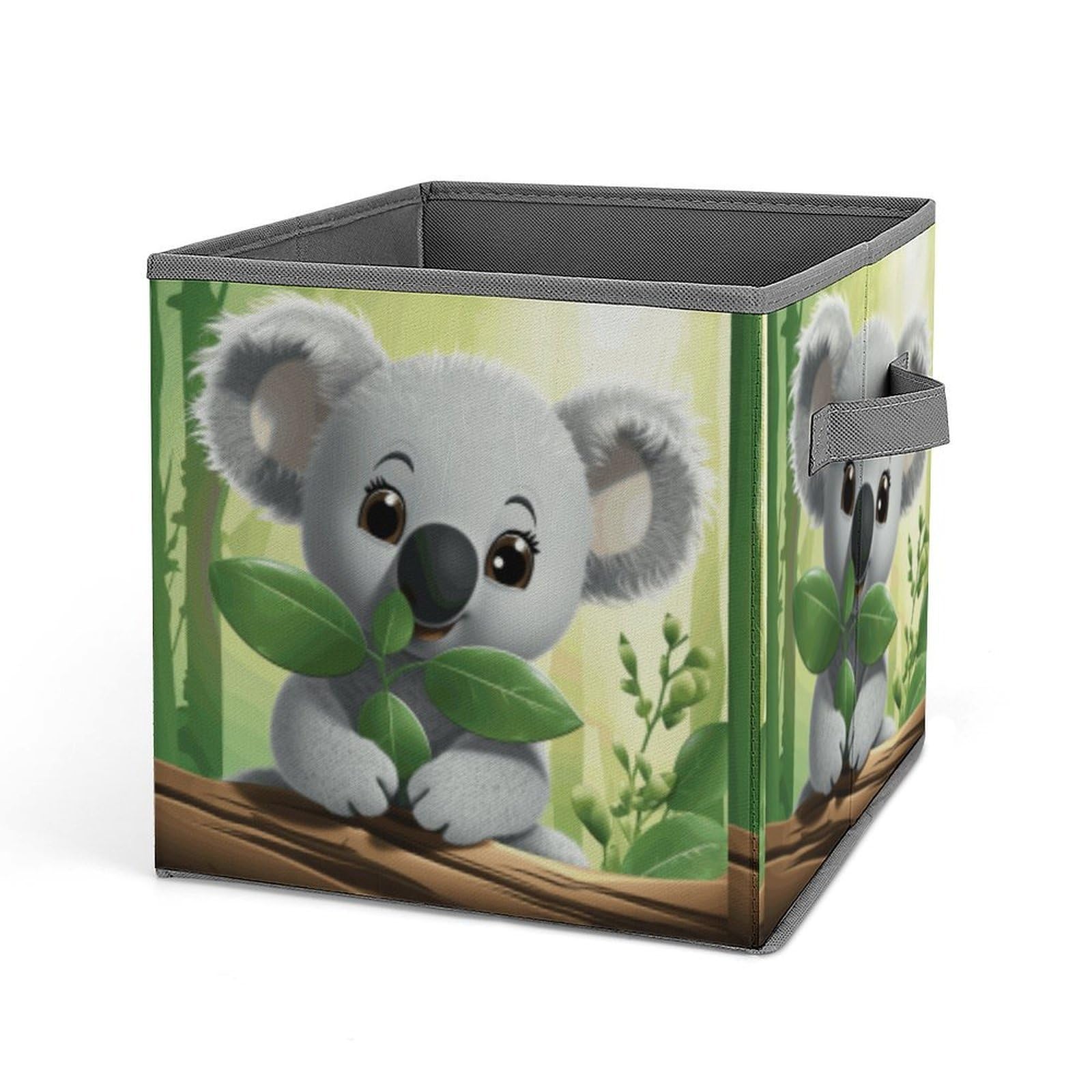 DWVTSLH Koala Cube Storage Bins with Handle, Foldable Storage Cubes, 11 Inch Large Storage Baskets, Washable Fabric Closet Organizer for Shelves, Decorative Clothes Storage Boxes