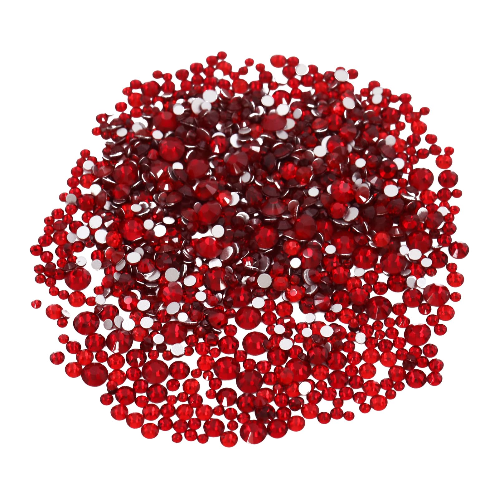 YUYUDEHM 1440 PCS Resin Rhinestone, Round Gems rafts Nail Face Art (Red)