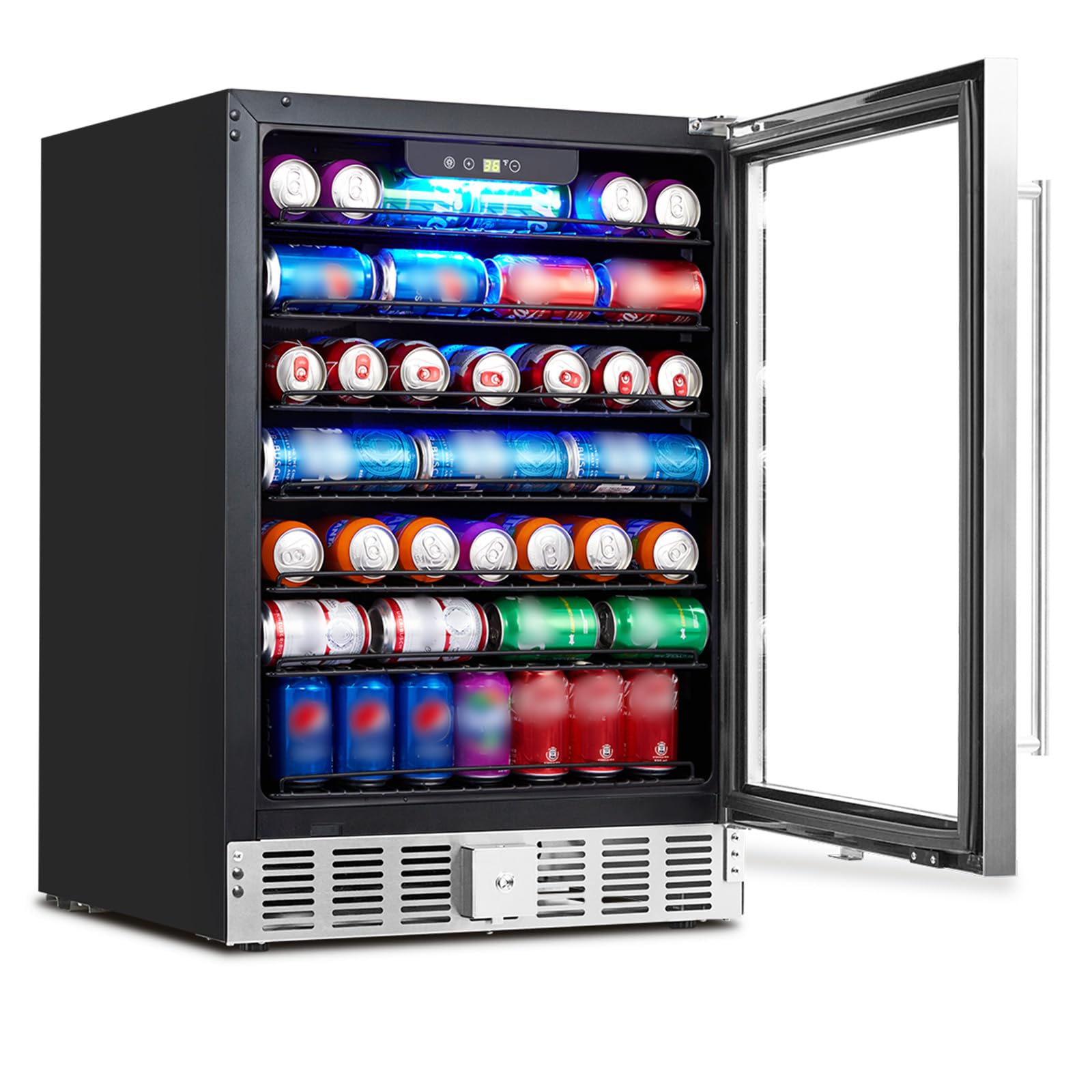 Beverage Cooler with Children Lock & Adjustable Feet for Home, Bar & Office