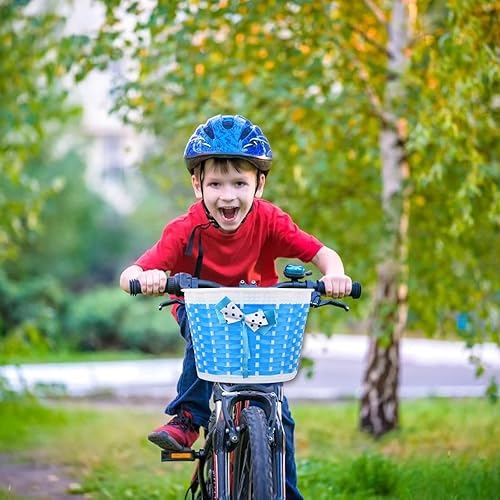 Miniatura 2 de Cesta de bicicleta para niños, cesta de mimbre para manillar de bicicleta para niños y niñas, cesta de triciclo pequeña delantera para niños