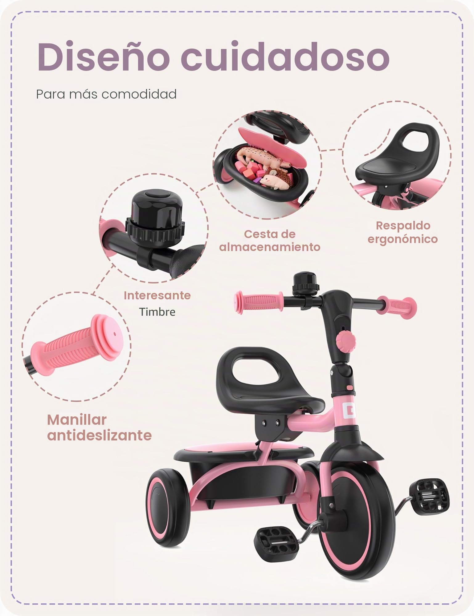 besrey Triciclo para Niños de 18 Meses a 5 Años, Triciclo para Niños Pequeños, Regalo y Juguetes para Niños y Niñas, Triciclos para Niños Unisex