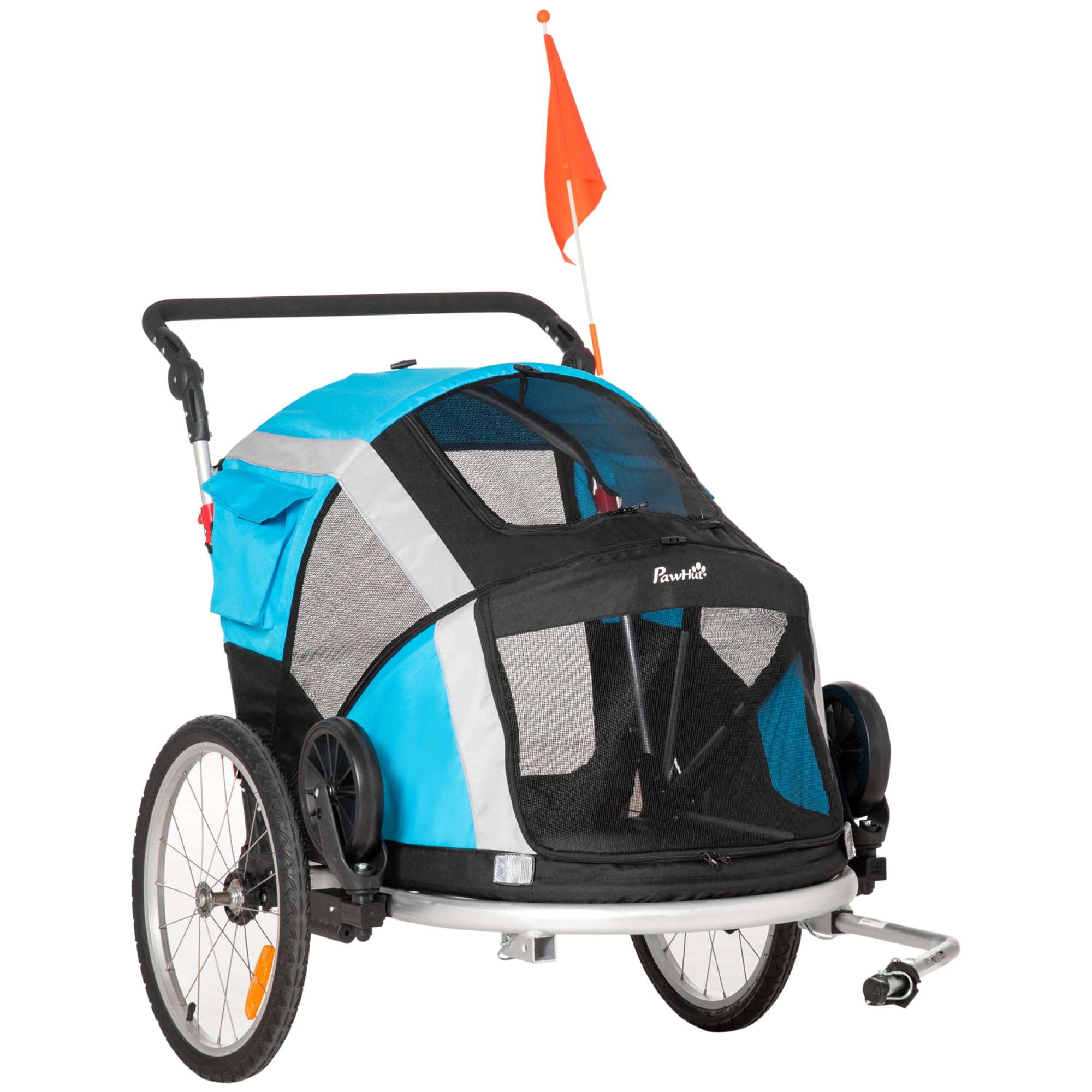 PawHut Remorque vélo et Poussette 2 en 1 Grands/Moyens Chiens Bleu