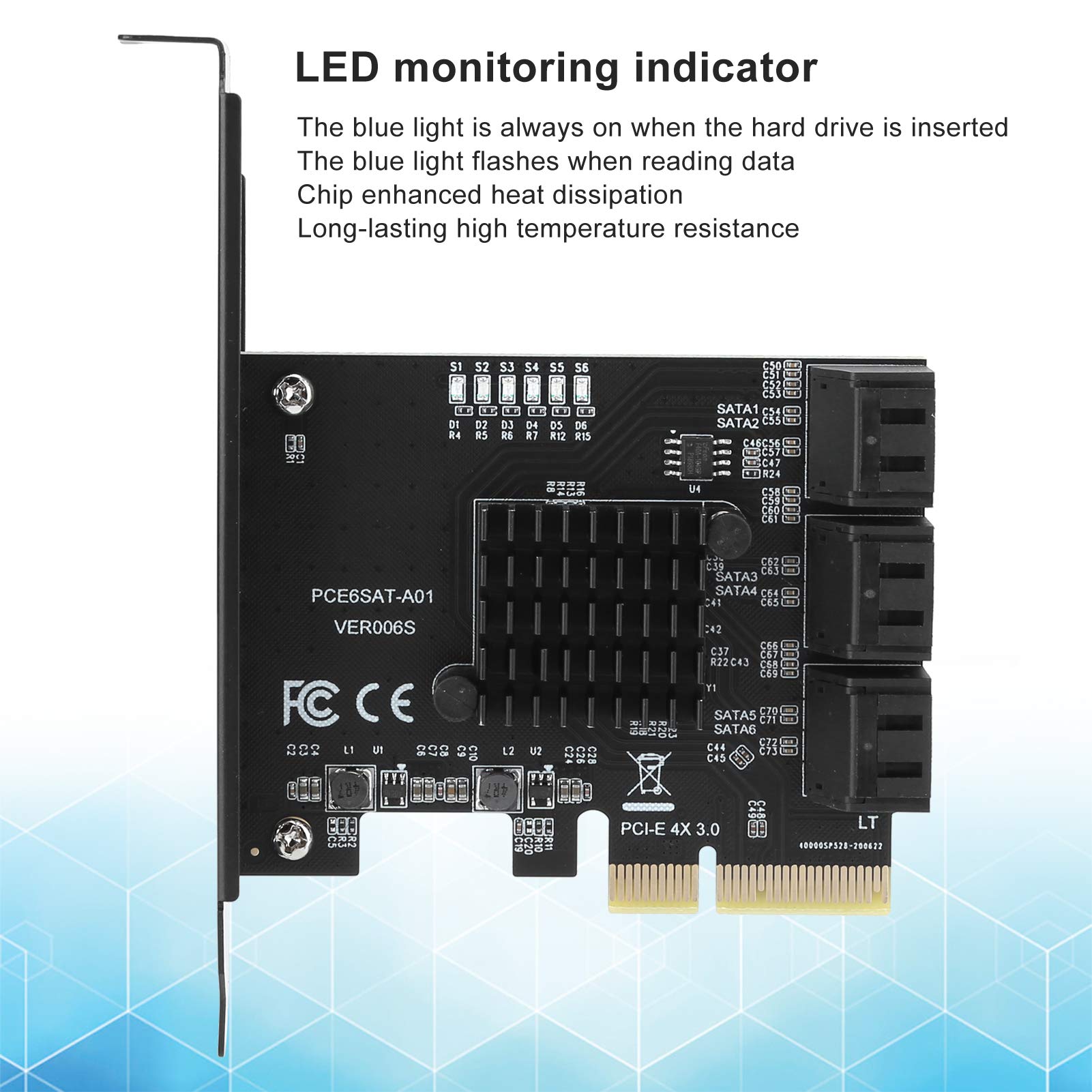 Expansion Board per ASMedia ASM1166 Master - Adattatore SATA3.0 PCIE3.0 - Dettaglio
