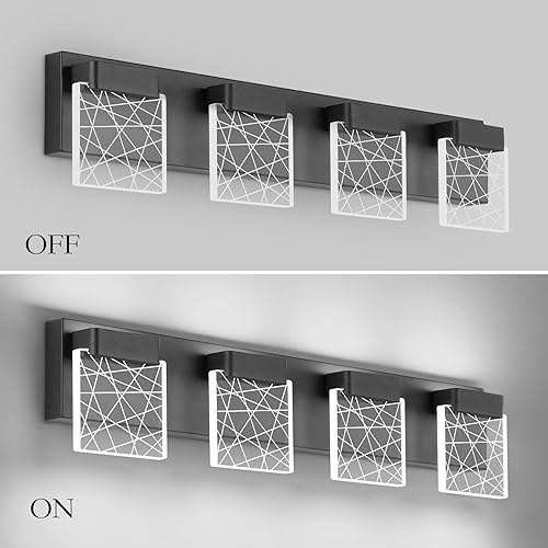 Miniatura 8 de Aipsun Accesorios de iluminación de tocador de baño negros modernos accesorios de iluminación LED vanidad para baño 4 luces vanidad iluminación 6000