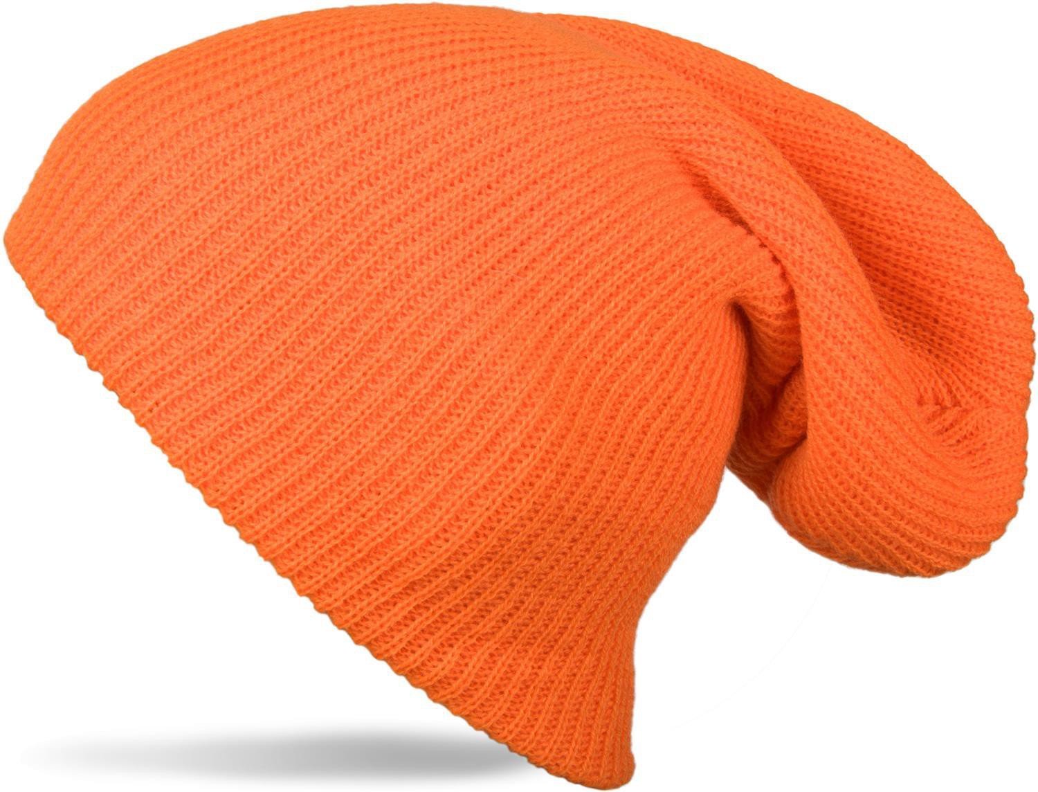 styleBREAKER Beanie, Slouch, Long Knit Beanie, Double Knit, Warm, Unisex 04024004, Colour:Orange