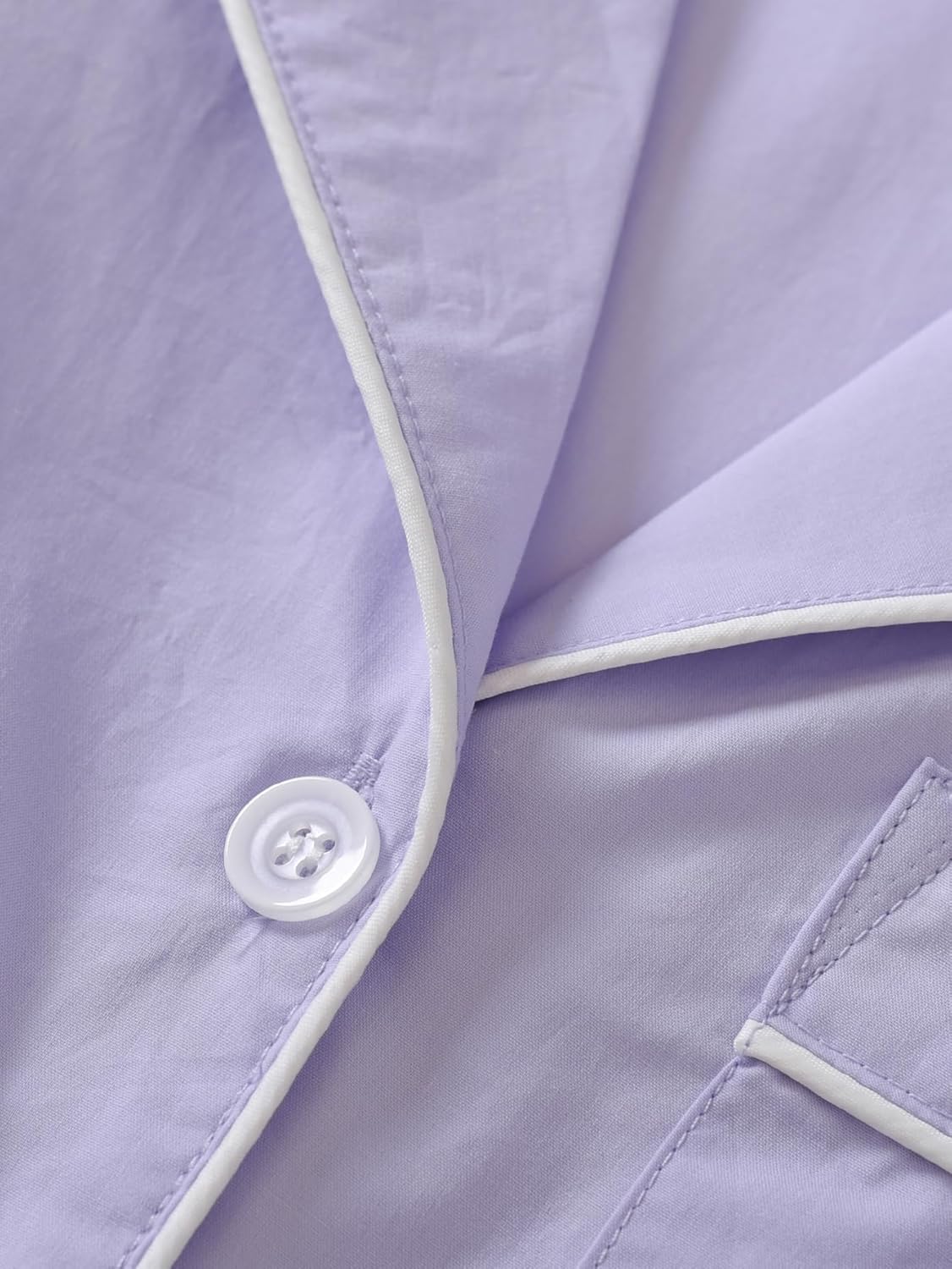 Latuza Women's Petite Cotton Poplin Pajamas Set Petite Size Pants - Image 5