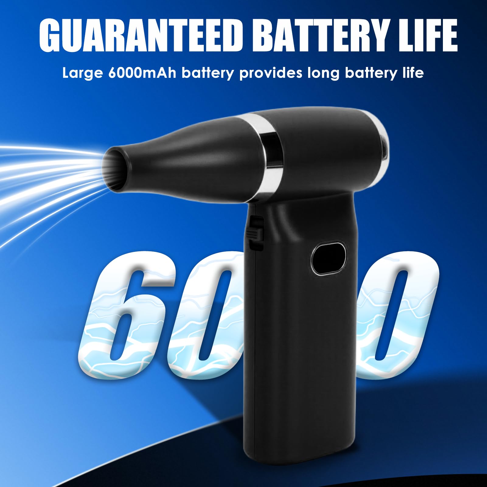 Air Duster - Ventilador de aire comprimido (11000 rpm, potente turboventilador, sin niveles, recargable, con indicador digital LED, para casa y coche)
