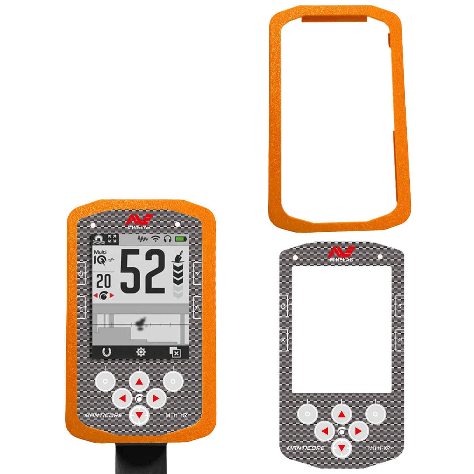TEHAOUU Protective Cover + Film for Minelab Equinox Manticore Control Box Bumper Protective Cover and Film Anti-Collision Shock Resistant Dustproof Metal Detector Cover Accessory (Orange)