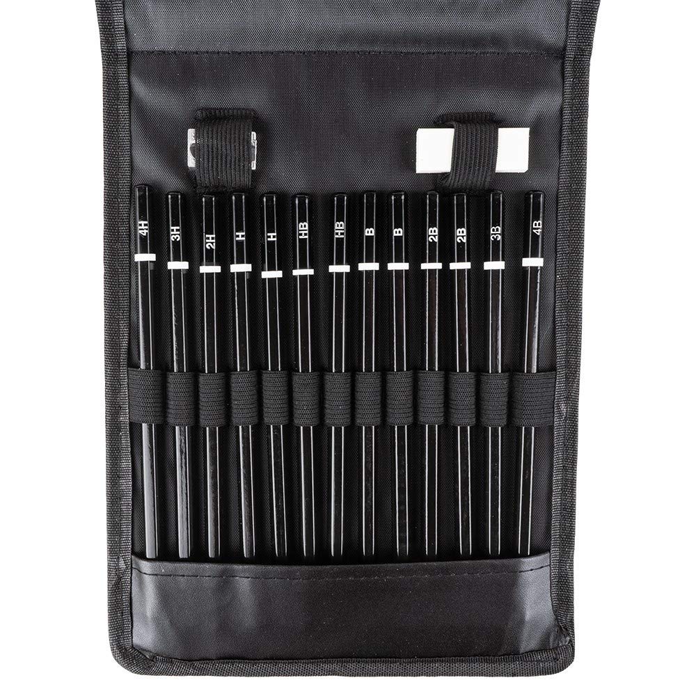 Surcotto Matite professionali per schizzi, 9 matite con 3 carboncini, gomma e temperino (2H-8B