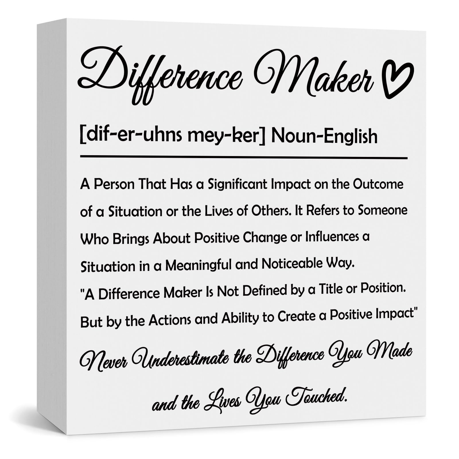 Appreciation Gifts for Difference Maker Colleague Wooden Block Sign Inspirational Coworker Gifts Office Decor Wooden Boss Leader Employee Teacher Appreciation Gifts Positive Office Desk Accessories