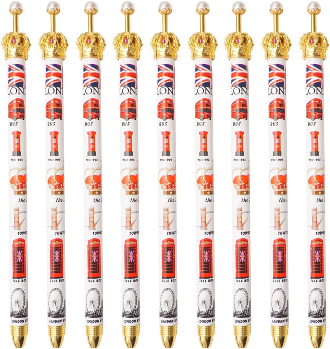 Set of 9 London Landmarks Pictures Design Pen with Crown - UK London Souvenir