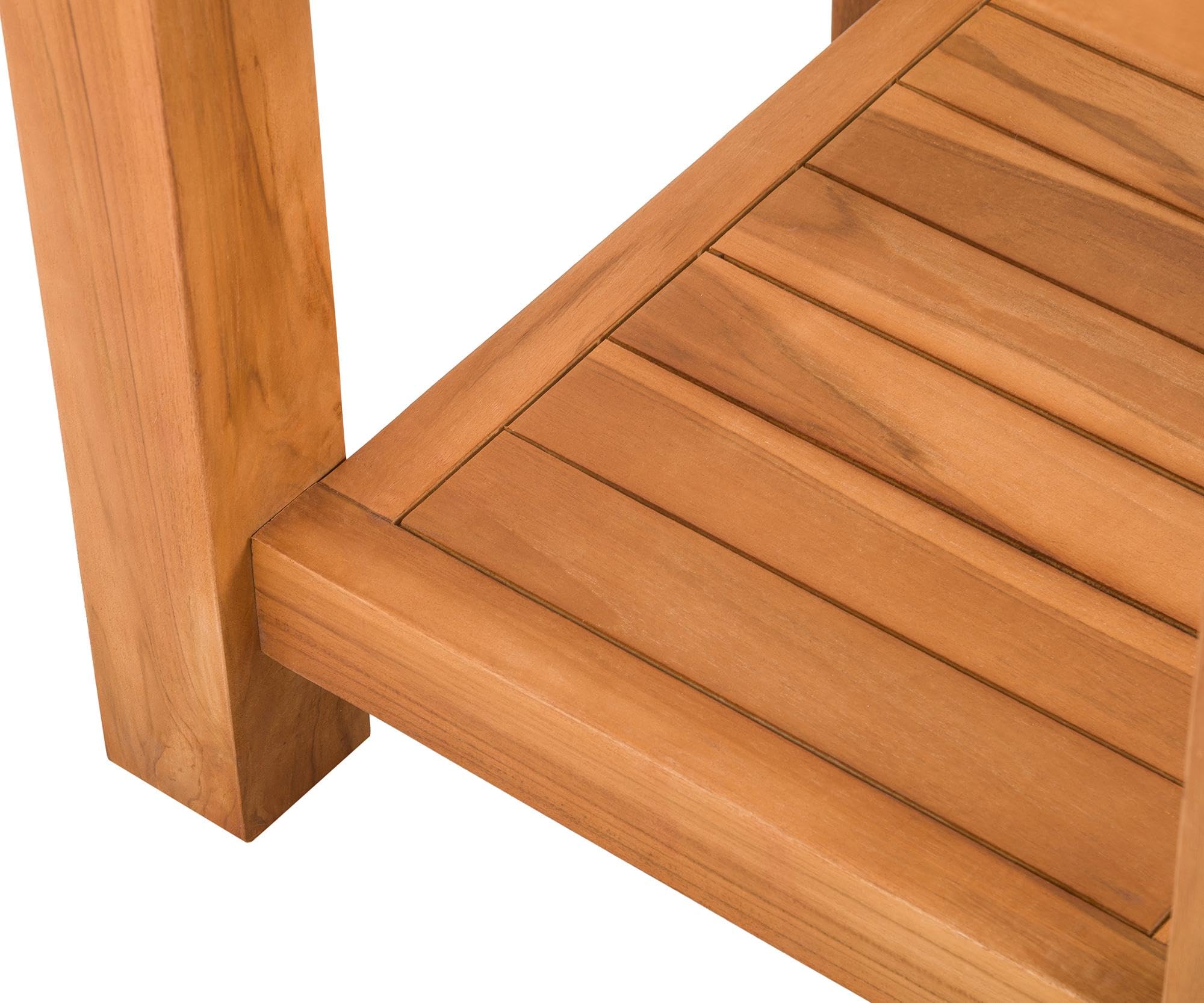 CLP Tavolino da Esterno Keaton in Teak, Tavolo da Giardino Resistente alle intemperie con Due Ripiani, Tavolo in Teak per Giardino, Colore:Teak