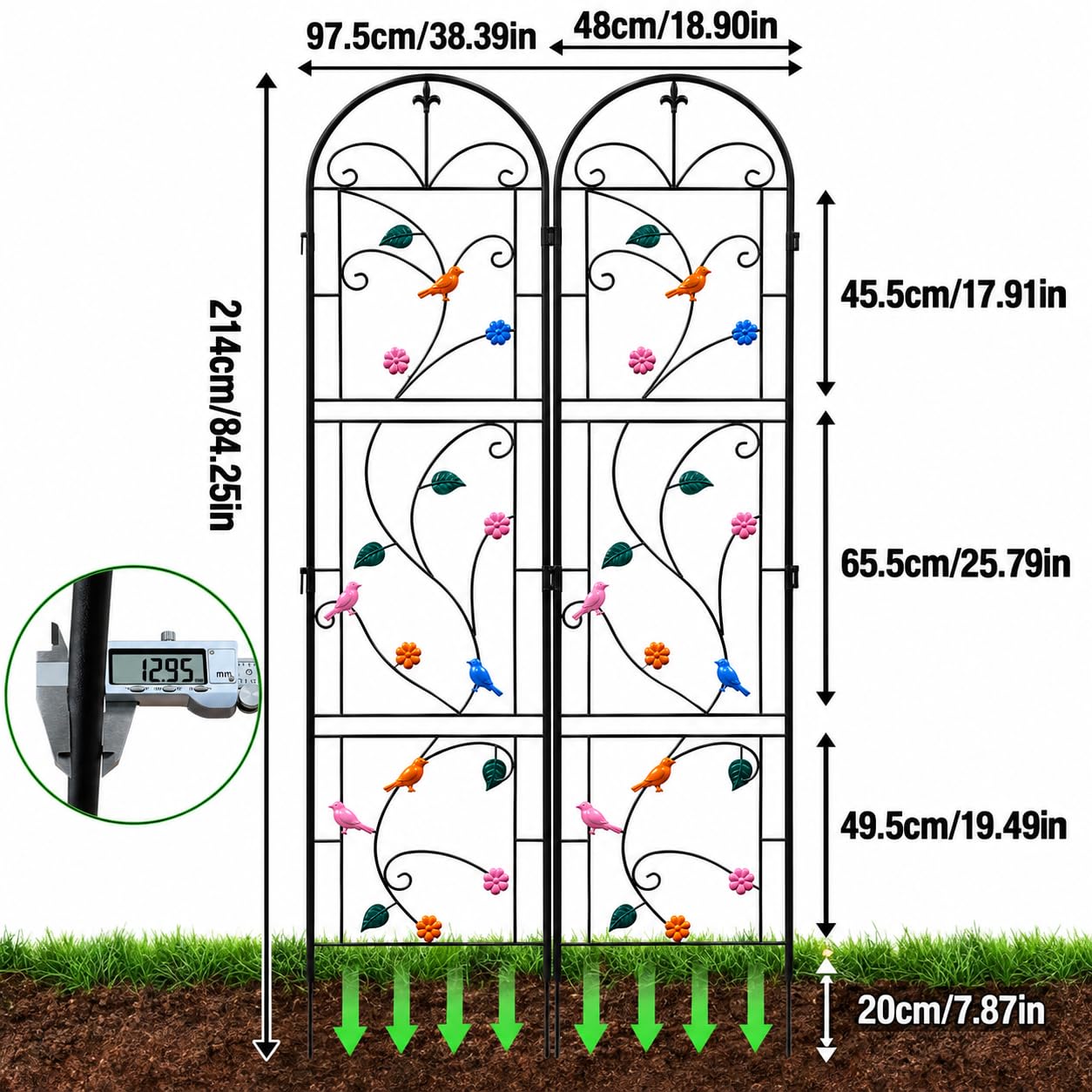 UNHO Enrejado de Jardín para Plantas Trepadoras, 2 Piezas, 97,5 x 214 cm