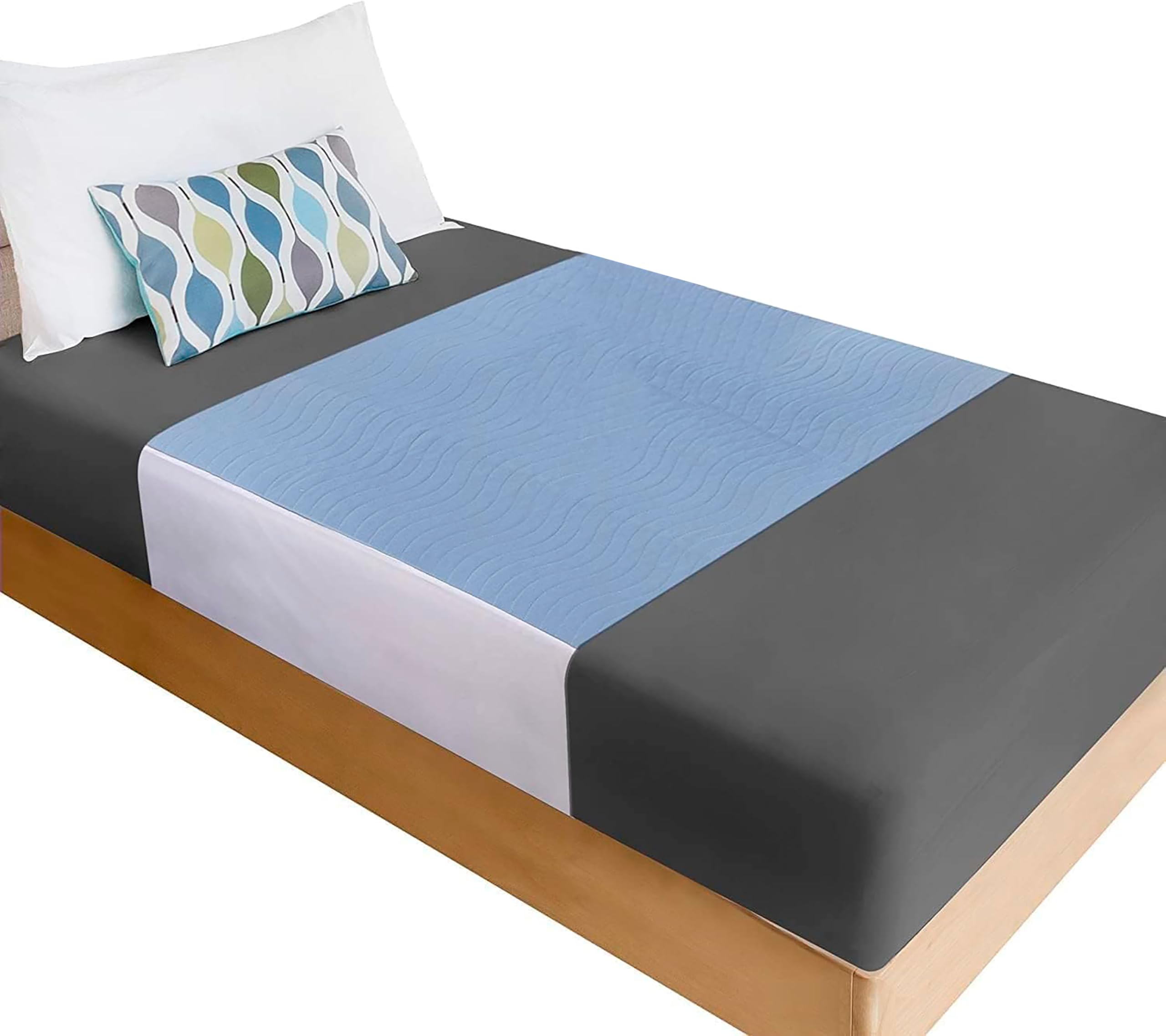 Empapadores Cama Adultos Lavables con Alas 4 Capas. Protector Colchon 90 Super Absorbente. Funda Salva Camas Bebe Impermeable y Reutilizables. Cubre Cama Lavables. 90x80 cm