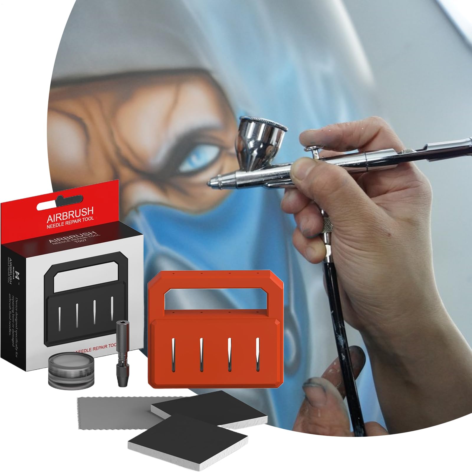 Aiguille Aérographe Affûteur Kit de Restauration pour Pistolet à Peinture | Kit d'Affûtage pour Design d'Ongles Réparation Automobile Coiffure Maquillage Industriel Peinture