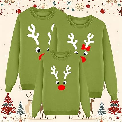 Weihnachtspullover Familie Set Rentier Design - Matching Christmas Sweater
