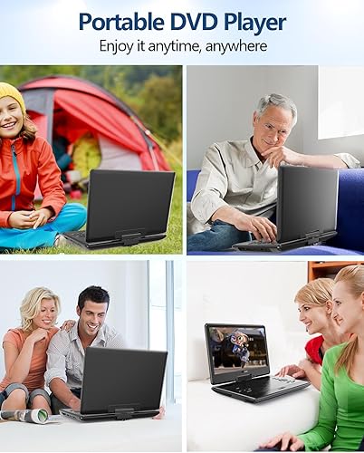 Miniatura 7 de Arafuna Reproductor de DVD portátil de 15.9 pulgadas para automóvil, pantalla giratoria HD de 14.5 pulgadas con batería recargable de 5 horas,