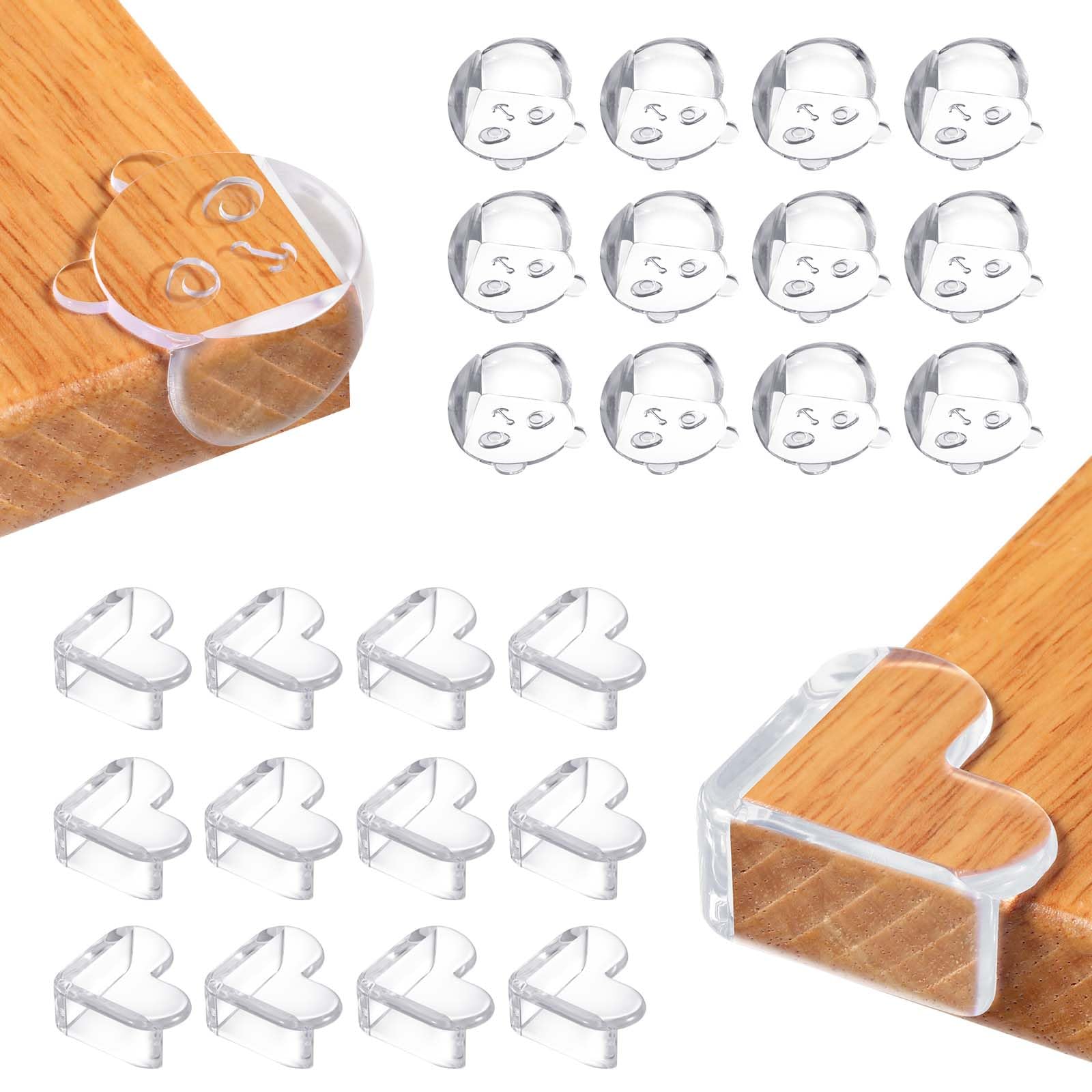 Vinabo Corner Guards for Children, 24 Pieces Self-Adhesive Corner Guards for Children and Children, Corner Protector for Furniture Table for Children, Child Safety, Crib