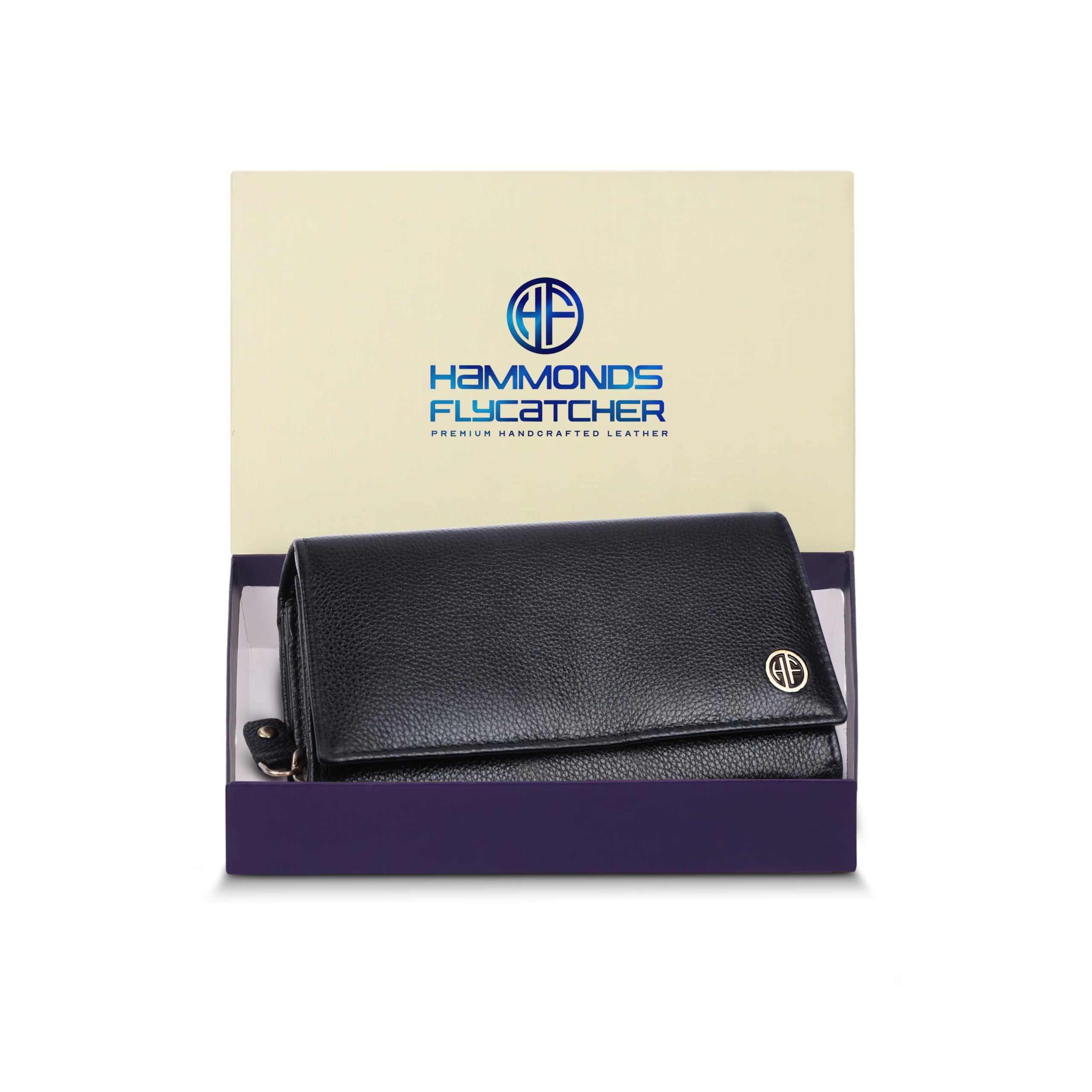 HAMMONDS FLYCATCHER Genuine Leather Wallet with 8 Card Slots - Ladies Clutch for Women, Ladies Wallet for Women Stylish, Ladies Purse for Woman - Black