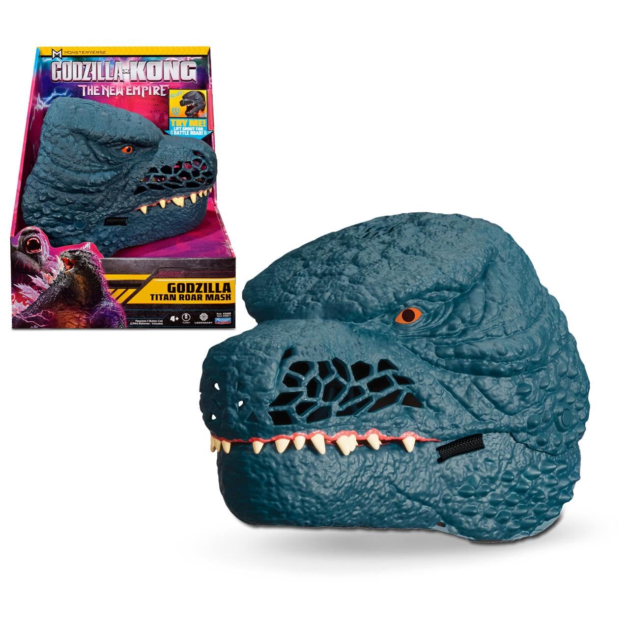 MonsterVerse Godzilla x Kong: The New Empire, Authentic Interactive Godzilla Mask, Realistic Representation of Iconic Movie Character, Includes Flexible Chin Strap to Mirror Your Movements
