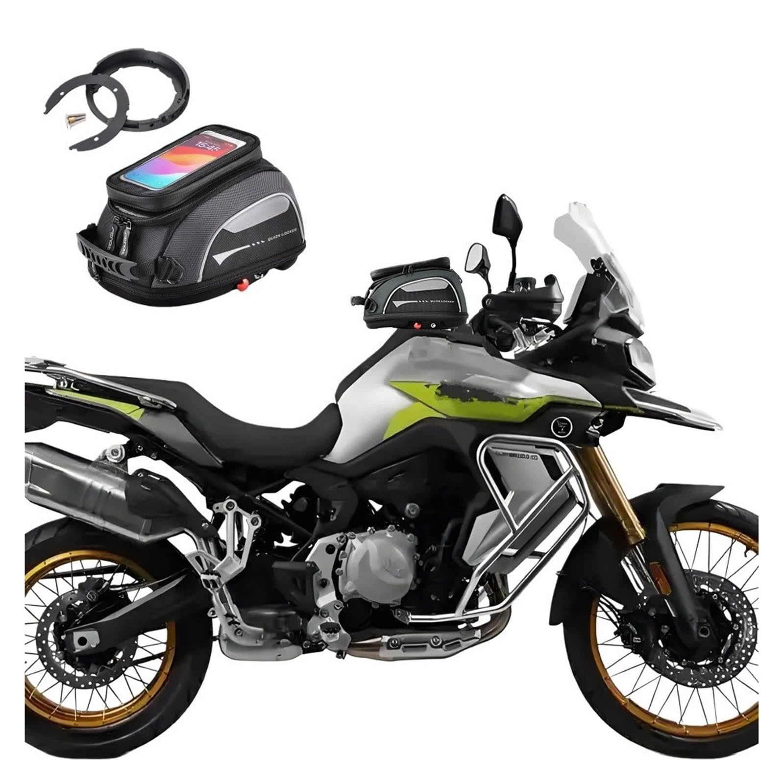Motorradsitz-Rucksack Für VOGE Für Valico 525DSX 900DSX 625DSX 525 DSX 900 625 Motorrad Tank Tasche Gepäck Quick Lock Ring Rucksack Wasserdicht Flansch(Without Phone Bag)