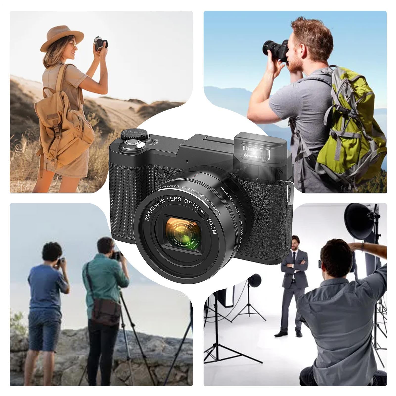 Fotocamere fotografiche, fotocamera digitale 4K 48 Megapixel sensore vlogging avanzate forniture fotografiche multifunzione documentari Vlog personale