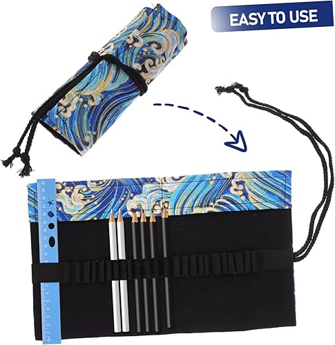 Miniatura 5 de COHEALI Rollo de lápiz de rodillo organizador de brochas de maquillaje, bolsa de almacenamiento para lápices de dibujo, bolsa de envoltura de