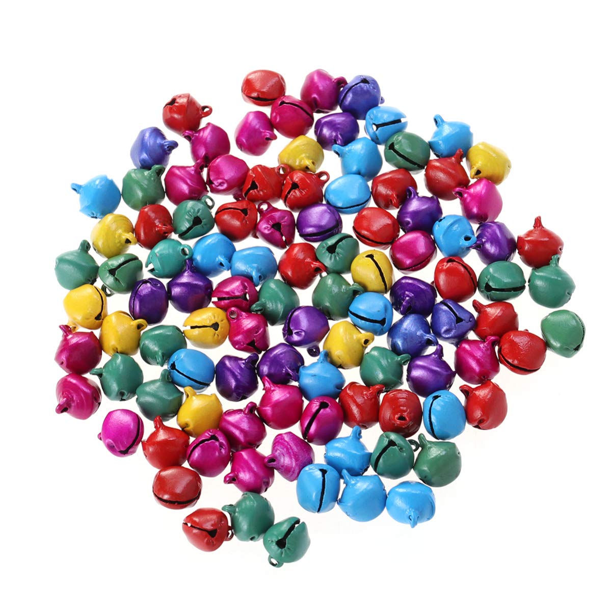 BESPORTBLE Jingle Bells 100pcs 1/2 Inch Craft Bells Mini DIY Bells for Wreath, Holiday Home and Christmas Decoration (Colorful)