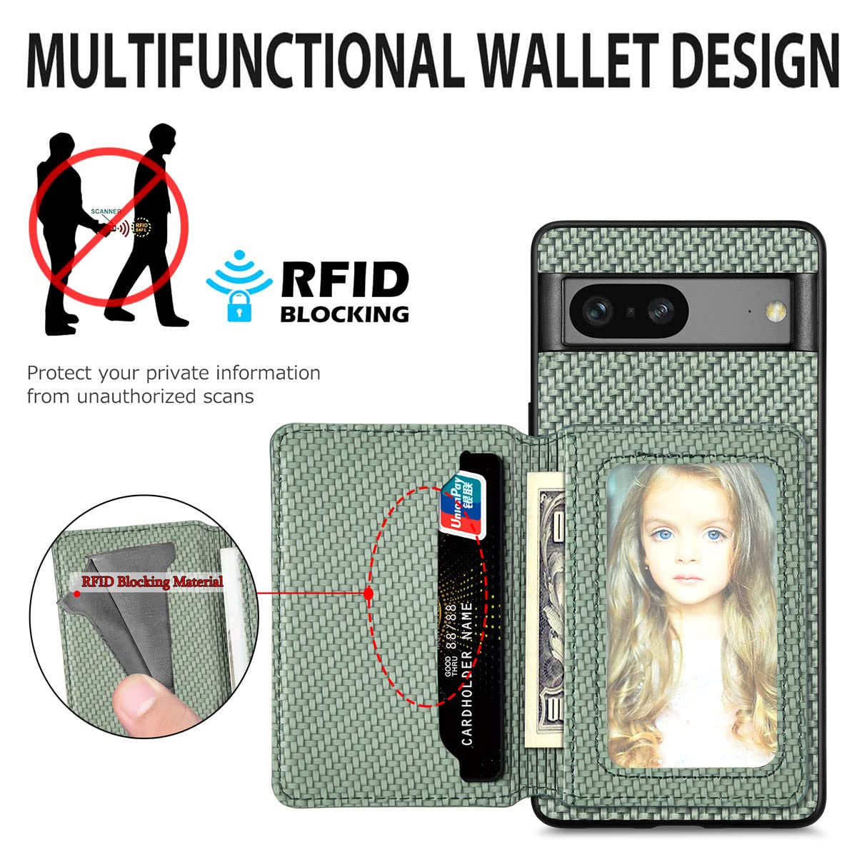 MOJIA Custodia Flip Portafoglio Con Supporto Per Blackview A52 / A52 Pro, In Similpelle PU Verde, Slot Per Carte E Funzione Stand